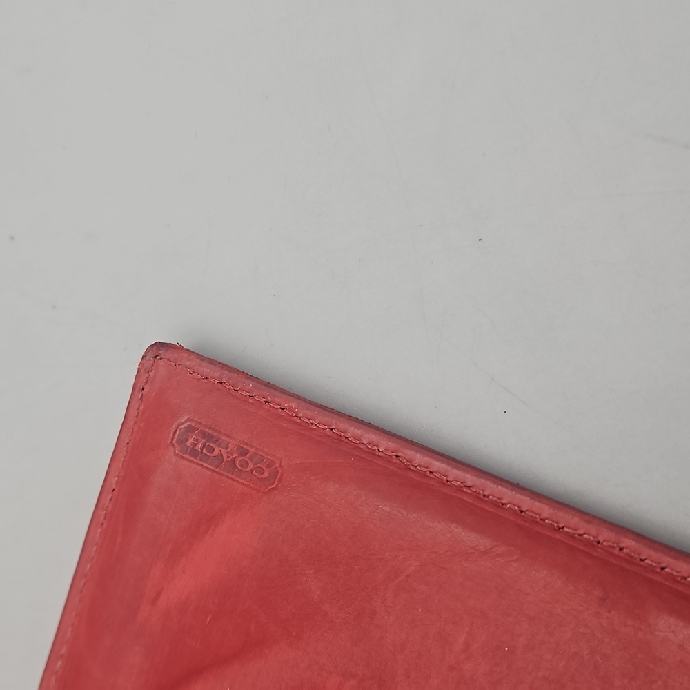 Vintage Coach Wallet Distressed Red Leather Checkbook Holder - Picture 11 of 16